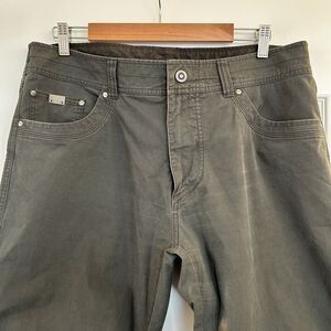 Kuhl Revolvr Pants Men Actual Sz 36x29 Gray Green Outdoor Stretch Hiking Durable